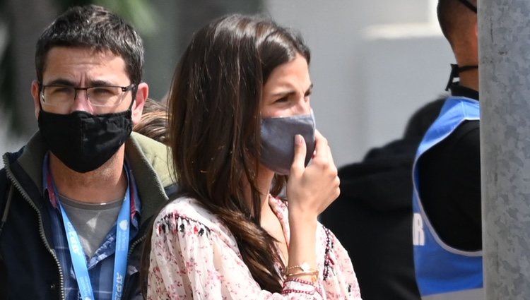 Sandra Gago disfrutando de un partido de Feliciano López en Marbella