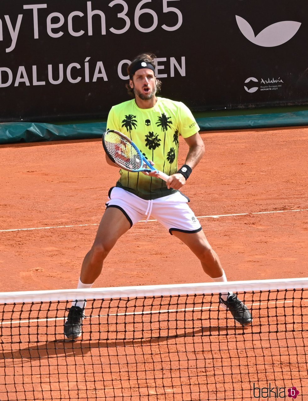 Feliciano López en uno de sus partidos de tenis en Marbella