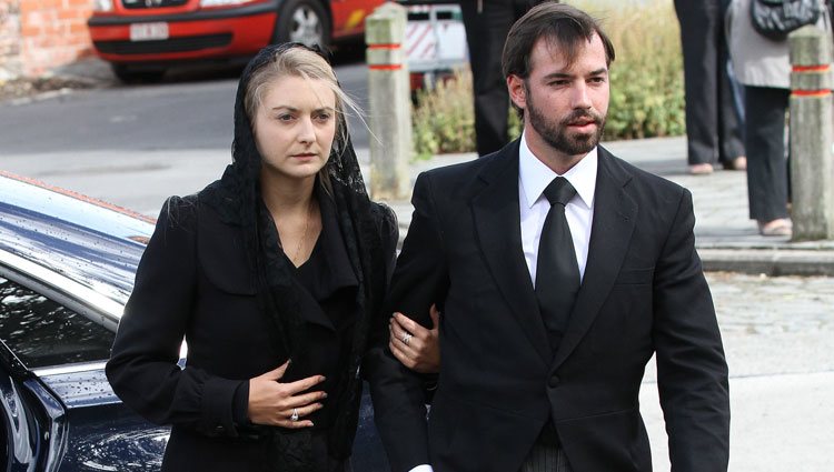 Guillermo de Luxemburgo y Stéphanie de Lannoy en el funeral de Alix della Faille de Leverghem