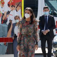 La Reina Letizia a su llegada al acto conmemorativo del Día de la Cruz Roja y de la Media Luna Roja 2021