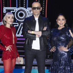 Danna Paola, Risto Mejide e Isabel Pantoja en el primer programa de 'Top Star'