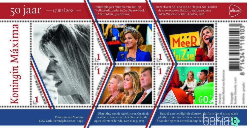 Sellos conmemorativos por el 50 cumpleaños de Máxima de Holanda