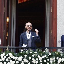 Begoña Villacís, Santiago Segura y José Luis Martínez Almeida en el pregón de San Isidro 2021 en Madrid