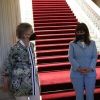 La Presidenta de Grecia con la Reina Sofía e Irene de Grecia en el Palacio Presidencial de Atenas