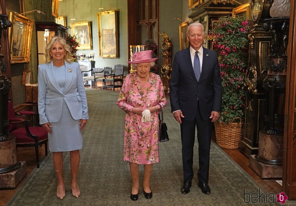 La Reina Isabel con Joe y Jill Biden en Windsor Castle