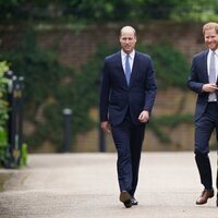 Los Príncipes Guillermo y Harry en la inauguración de la estatua de Lady Di en Kensington Palace