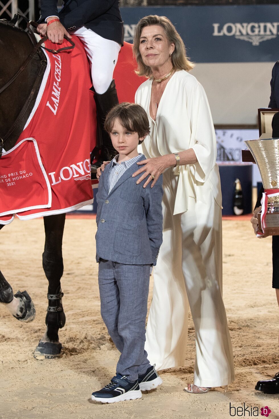 Carolina de Mónaco y Raphaël Elmaleh en el Concurso de Saltos de Monte-Carlo 2021