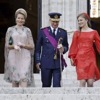 Felipe y Matilde de Bélgica con sus hijos Isabel y Emmanuel de Bélgica en el Día Nacional de Bélgica 2021