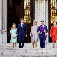 Los Reyes Felipe y Matilde de Bélgica y sus hijos Isabel, Gabriel, Emmanuel y Leonor de Bélgica en el Día Nacional de Bélgica 2021