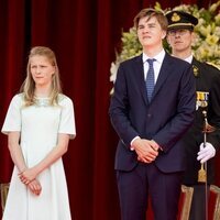 Leonor, Gabriel y Emmanuel de Bélgica en el Día Nacional de Bélgica 2021