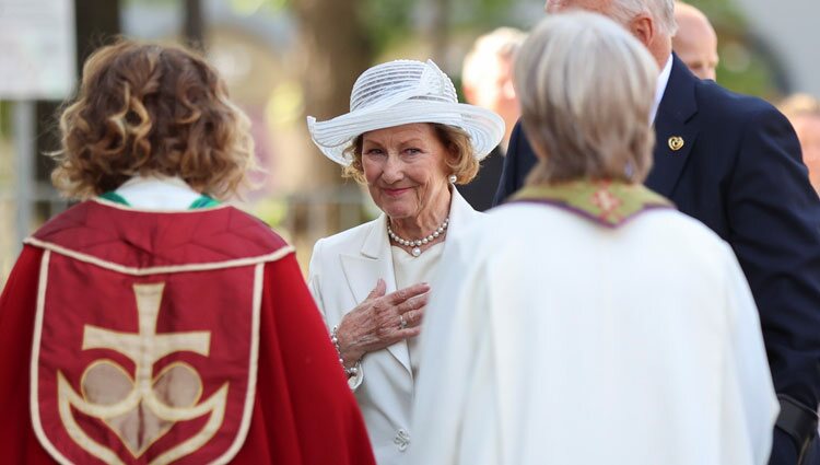 Sonia de Noruega en el servicio por el décimo aniversario del atentado de Utøya