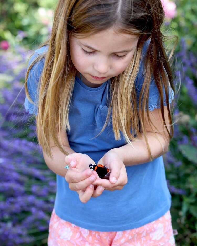 La Princesa Carlota contemplando una mariposa