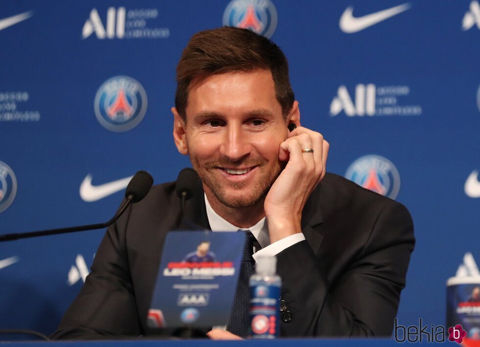 Leo Messi en su presentación como nuevo fichaje del PSG