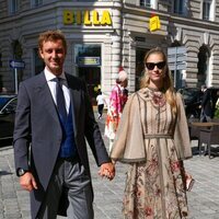 Pierre Casiraghi y Beatrice Borromeo a su llegada a la boda de María Anunciata de Liechtenstein y Emanuele Musini