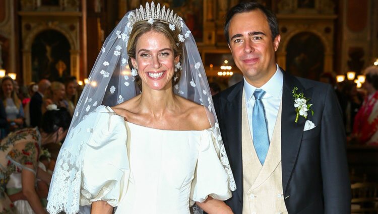 María Anunciata de Liechtenstein y Emanuele Musini el día en su boda