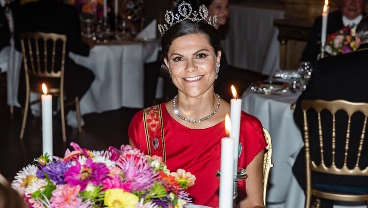 Victoria de Suecia con la Tiara Connaught en la cena de gala al Presidente de Alemania y su esposa