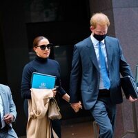 El Príncipe Harry y Meghan Markle tras su reunión con la Embajadora de Estados Unidos ante la ONU