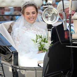 Lady Charlotte Lindesay-Bethune en su boda con Jaime de Borbón-Dos Sicilias