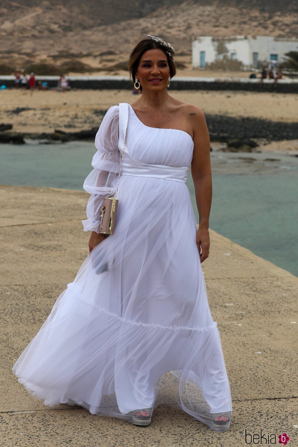 Raquel Bollo en la boda de Anabel Pantoja y Omar Sánchez