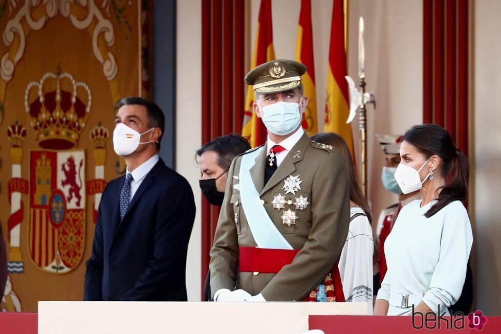 Los Reyes Felipe y Letizia y Pedro Sánchez en el Día de la Hispanidad 2021