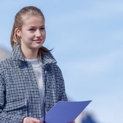 La Princesa Leonor durante su discurso en Santa María del Puerto, Pueblo Ejemplar 2021