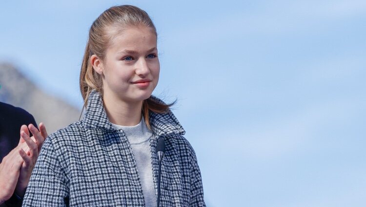 La Princesa Leonor durante su discurso en Santa María del Puerto, Pueblo Ejemplar 2021