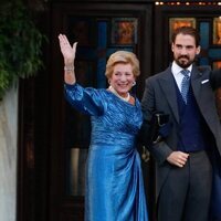 Ana María de Grecia y Felipe de Grecia en la boda de Felipe de Grecia y Nina Flohr