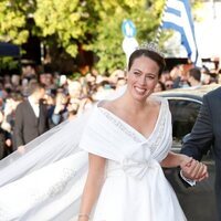 Nina Flohr en su boda con Felipe de Grecia