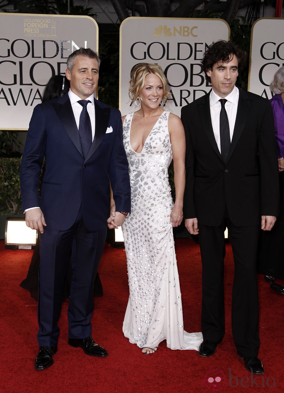 Matt LeBlanc y Andrea Anders en la alfombra roja de los Globos de Oro 2012