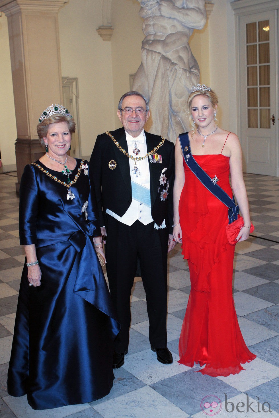 Constantino, Ana María y Theodora de Grecia en la celebración de los 40 años en el trono de Margarita de Dinamarca