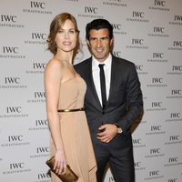 Luis Figo y Helen Swedin en el salón de la relojería de lujo en Ginebra 