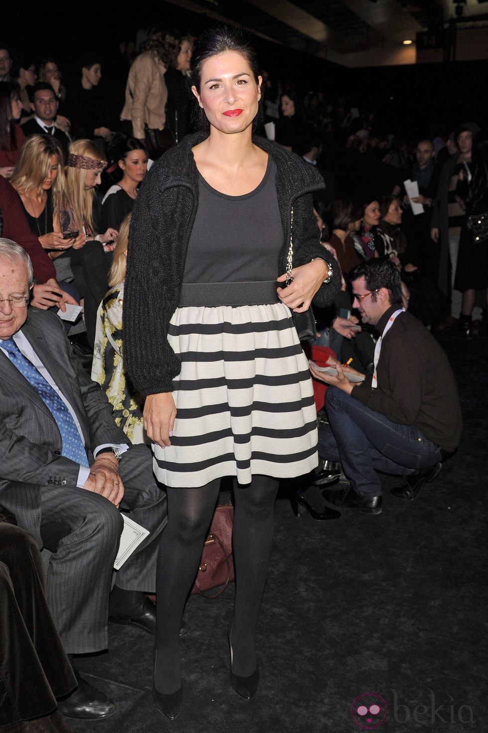 Nuria Roca en el desfile de Amaya Arzuaga en la Fashion Week Madrid