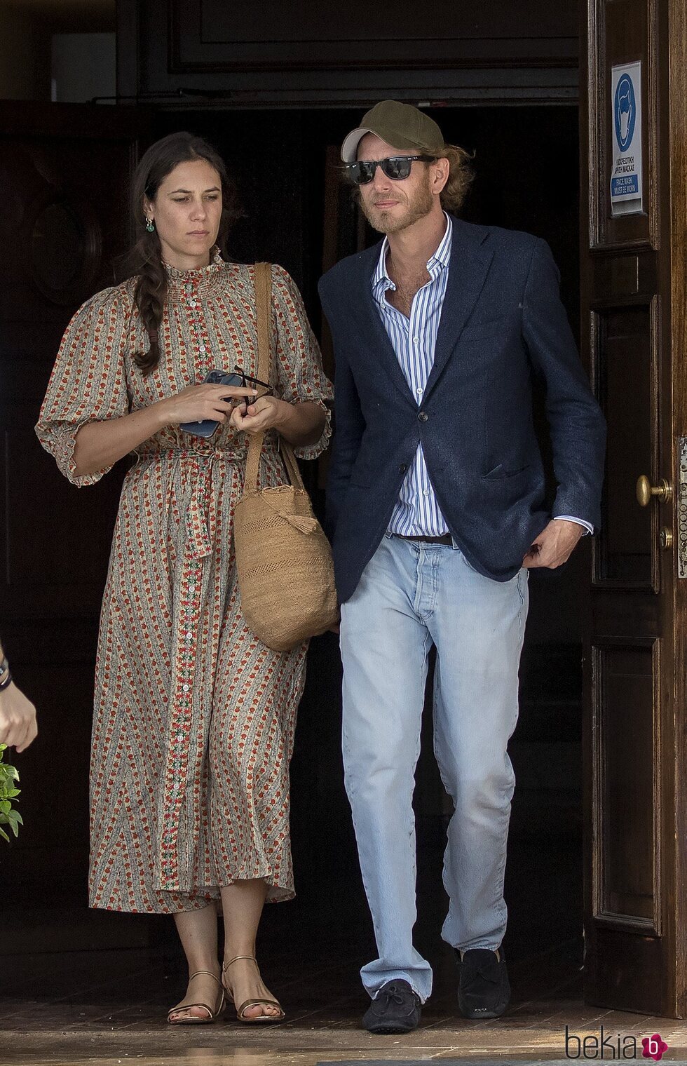 Andrea Casiraghi y Tatiana Santo Domingo en el almuerzo posterior a la boda de Felipe de Grecia y Nina Flohr