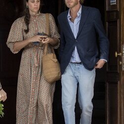 Andrea Casiraghi y Tatiana Santo Domingo en el almuerzo posterior a la boda de Felipe de Grecia y Nina Flohr