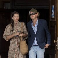 Andrea Casiraghi y Tatiana Santo Domingo en el almuerzo posterior a la boda de Felipe de Grecia y Nina Flohr