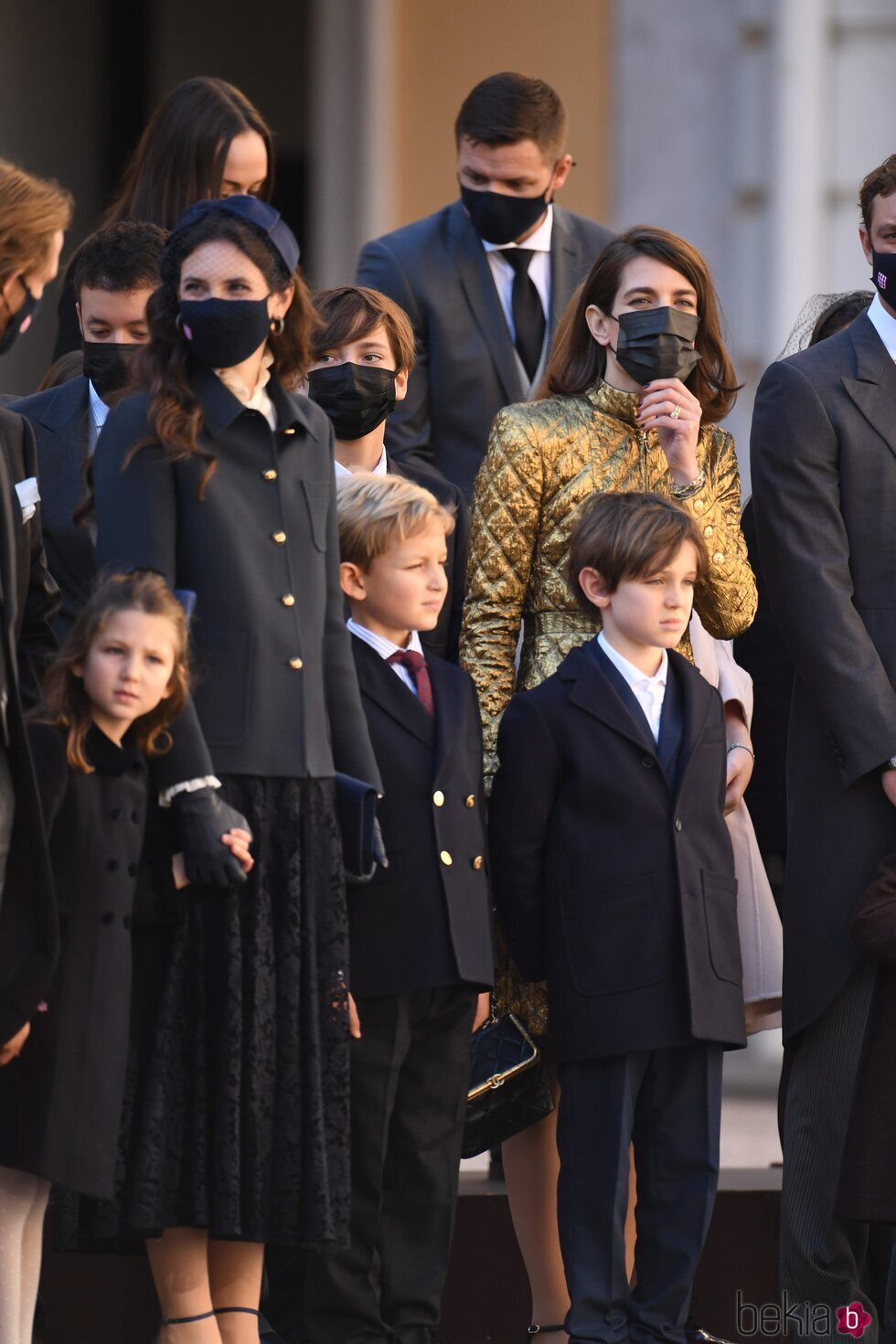 India Casiraghi, Tatiana Santo Domingo, Sacha Casiraghi, Carlota Casiraghi y Raphaël Elmaleh en el Día Nacional de Mónaco 2021