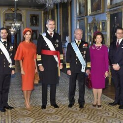 Los Reyes de Suecia, Victoria y Daniel de Suecia y Carlos Felipe y Sofia de Suecia con los Reyes Felipe y Letizia en el Palacio Real de Estocolmo