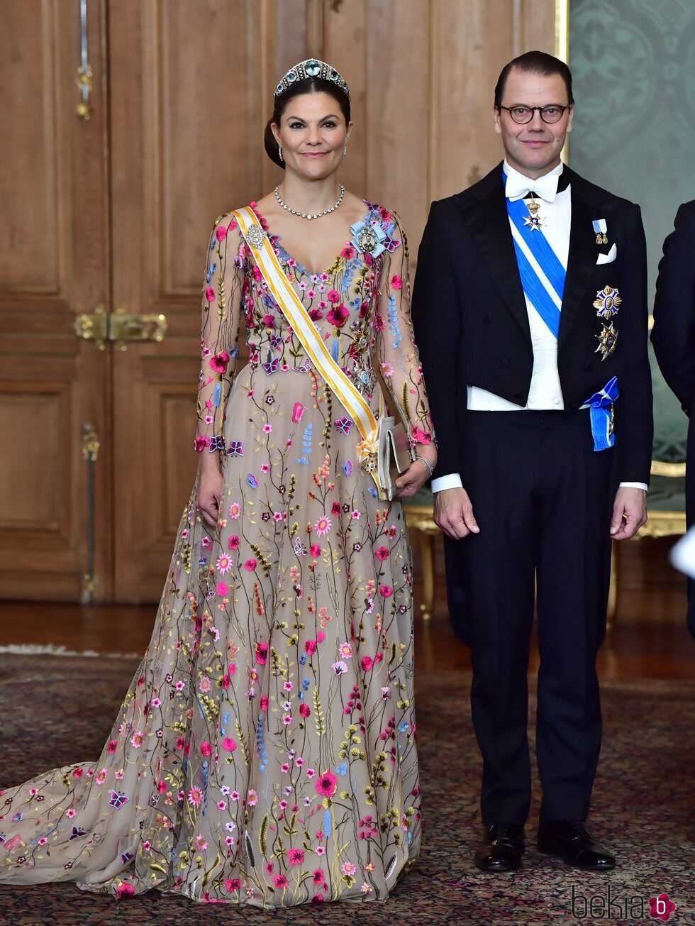 Victoria y Daniel de Suecia en la cena de gala a los Reyes de España