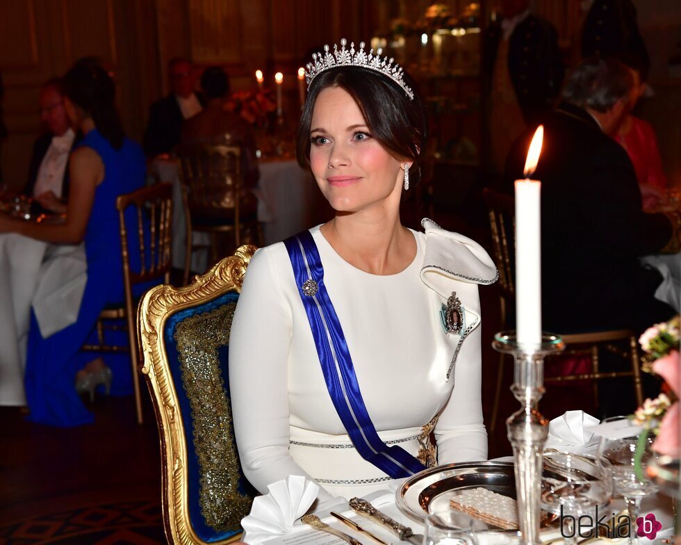 Sofia de Suecia con su tiara nupcial en la cena de gala por la Visita de Estado de los Reyes de España a Suecia