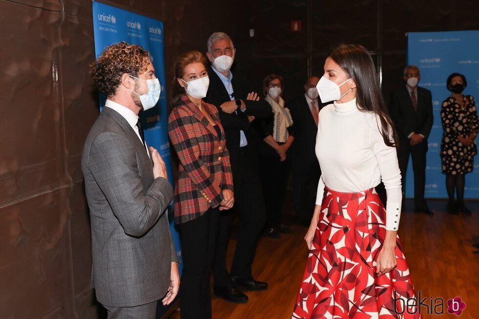 La Reina Letizia y David Bisbal en el acto por el 75 aniversario de UNICEF