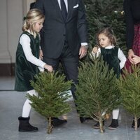 Leonor, Nicolás y Adrienne de Suecia en la recogida de árboles de Navidad