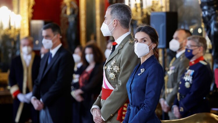 Los Reyes Felipe y Letizia en el salón del Trono en la Pascua Militar 2022