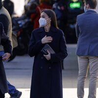 La Reina Letizia a su llegada a una reunión de trabajo de la Federación Española de Enfermedades Raras (FEDER)