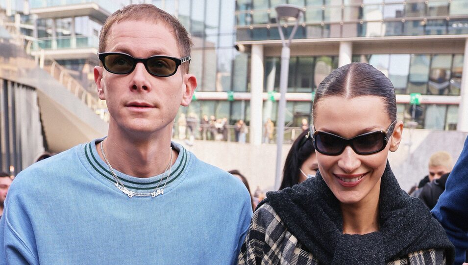 Bella Hadid y su novio Marc Kalman en la Semana de la Moda de Milán