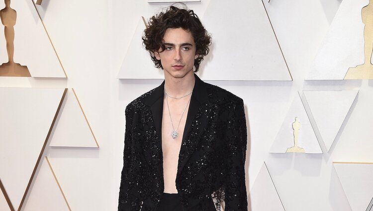 Timothee Chalamet en la alfombra roja de los Premios Oscar 2022