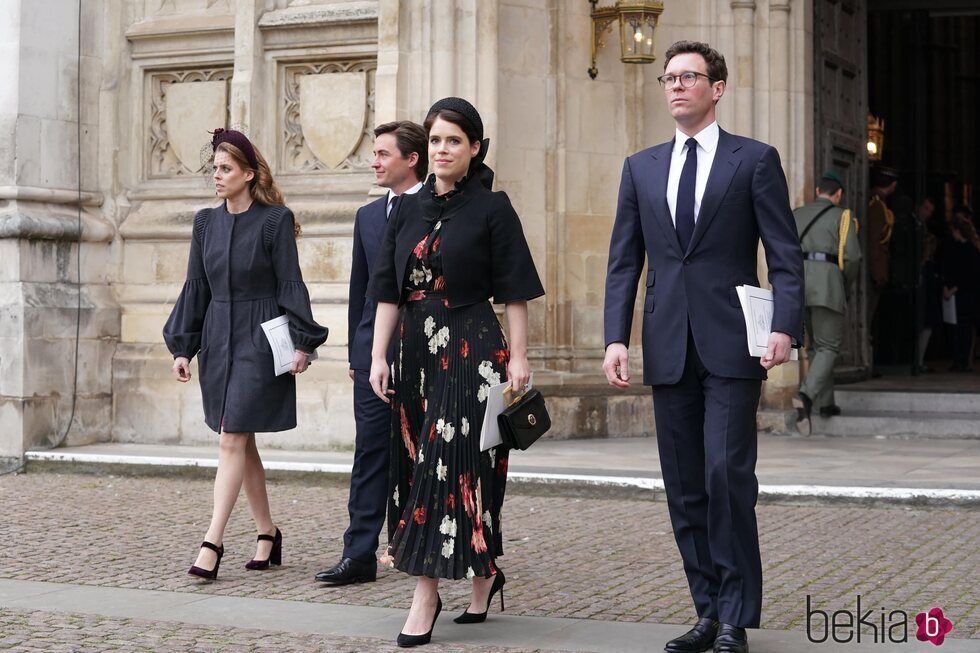 Beatriz de York y Edoardo Mapelli Mozzi con Eugenia de York y Jack Brooksbank en el homenaje al Duque de Edimburgo