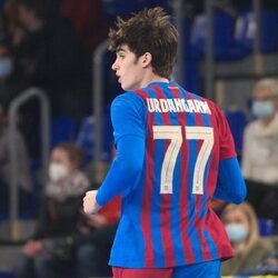 Pablo Urdangarin con el dorsal 77 del Barça en un partido en el Palau