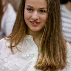 La Princesa Leonor sonriendo en una Jornada sobre Juventud y Ciberseguridad en Leganés