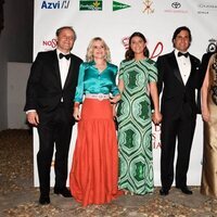 Eugenia Martínez de Irujo y Narcís Rebollo, Tana Rivera, Fran Rivera y Lourdes Montes en la cena previa a la exhibición de Enganches