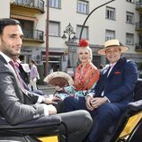 Manuel Vega, Eugenia Martínez de Irujo y Narcís Rebollo en la Exhibición de Enganches de la Feria de Abril 2022